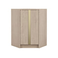Modern Corner Cabinet with Wooden Finish and Gold Accent