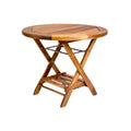 Round Folding Wooden Table with Slatted Design and Sturdy Base