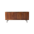 Mid-Century Modern Wooden Sideboard with Ribbed Doors and Metal Legs